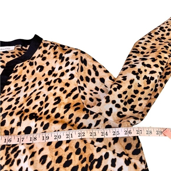 Calvin Klein Leopard Animal Print Split Neck Zipper Tunic Top Womens Size 3X - Picture 11 of 16